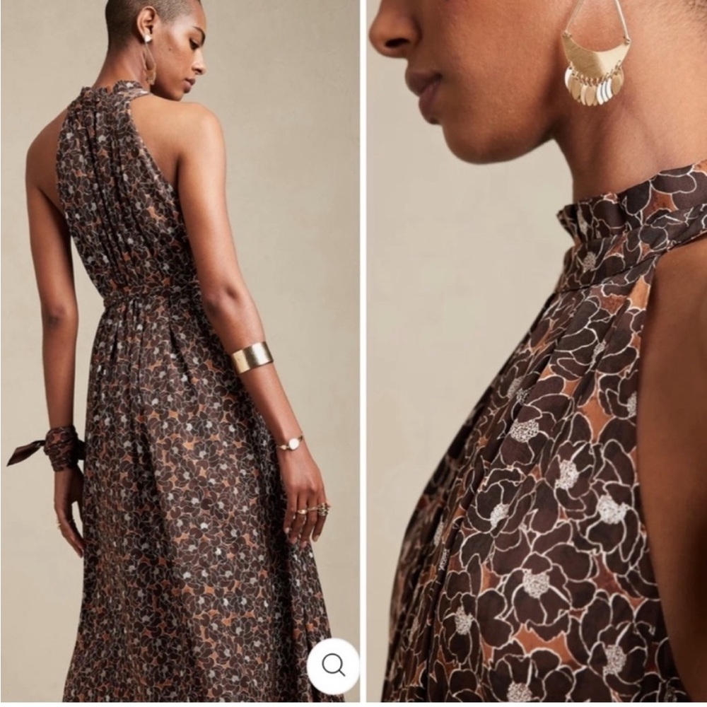 Banana Republic Brown and Orange Floral Dress